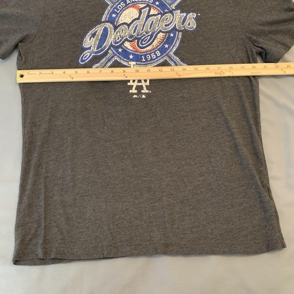 Los Angeles Dodgers Shirt Mens Large Gray MLB Baseball 1958 Graphic Tee Majestic - Picture 4 of 7